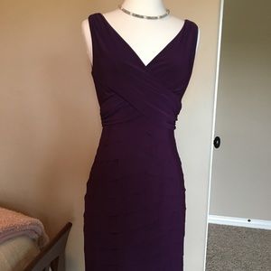 Purple cocktail dress, layered and fitted, size 4